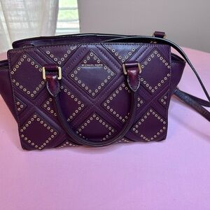 Michael Kors Purple Studded Quilted Satchel